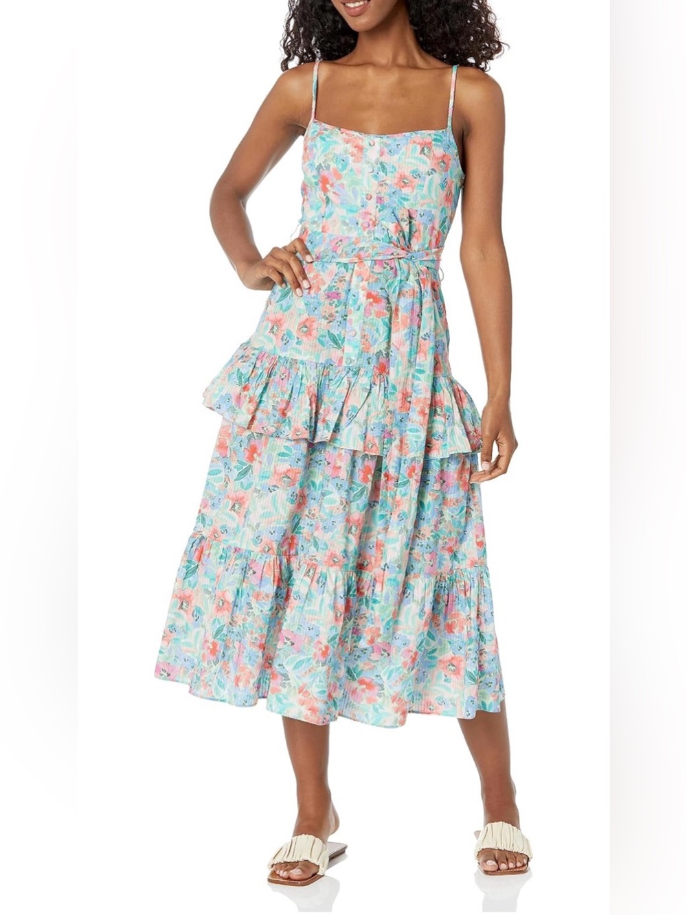 Shoshanna Womens Betta Floral Printed Midi Dress